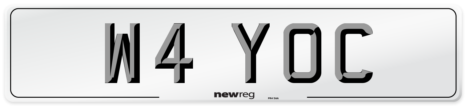 W4 YOC Number Plate from New Reg